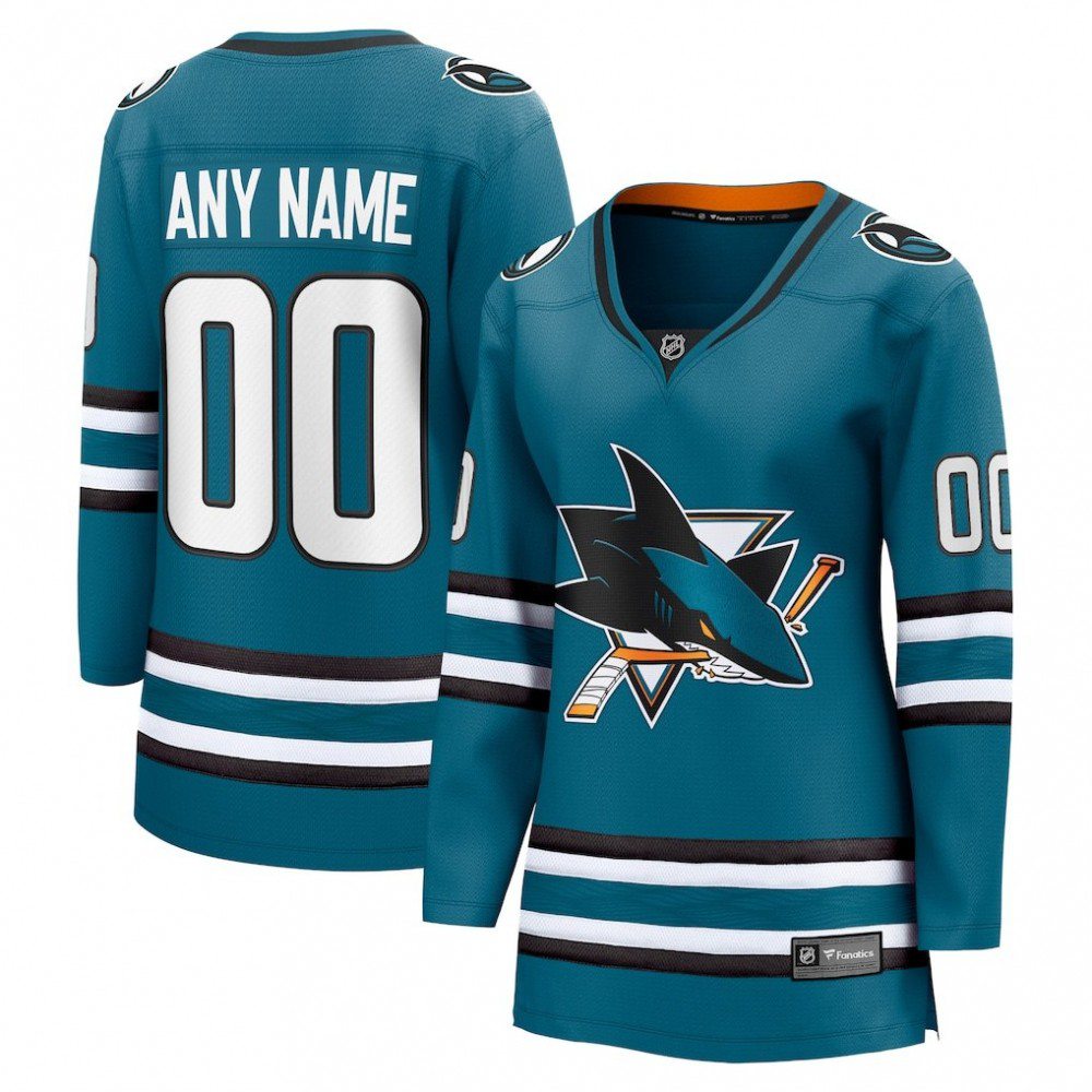 Women's San Jose Sharks Teal Home Breakaway Custom Jersey-Pro Kit Vault | Brand New 26/27 Sports Jerseys